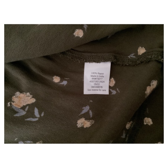 SO Side-Tie Faux-Wrap Ruffle Olive Green Floral V-Neck Long Sleeves Dress Sz XL - Picture 10 of 16